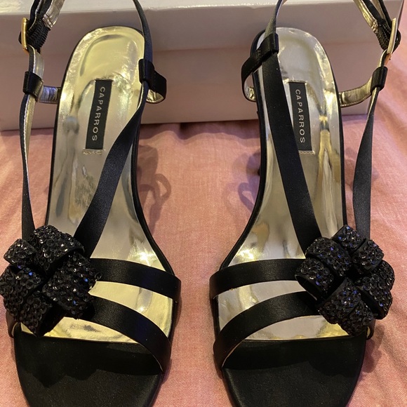 Vintage Black silk strap heels 80’s - Picture 2 of 8